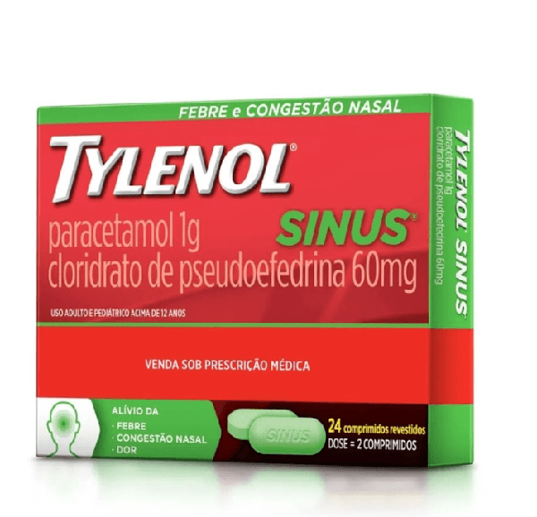 Tylenol Sinus 500mg + 30mg com 24 Comprimidos