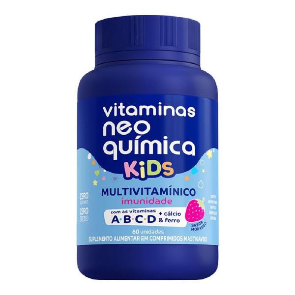 Vitamina Kids A-Z Morango 60 Comp Mastigáveis - NeoQuimica