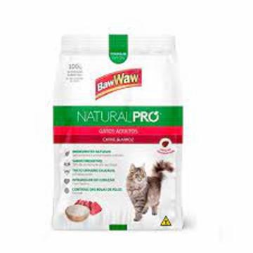 ALIM GATOS/ADULTOS  BAW WAW NAT PRO CAR/ARROZ 1KG
