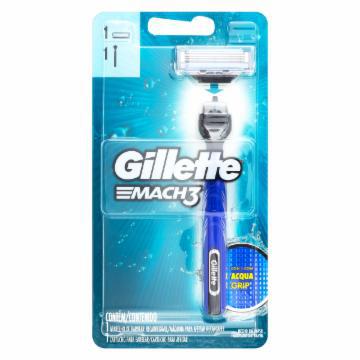 APARELHO BARBEAR GILLETTE MACH 3 AGUA GRIP C/1