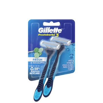 APARELHO BARBEAR GILLETTE PRESTOBARBA 3 FRESH EUCALIPTO C/2