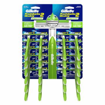 APARELHO BARBEAR GILLETTE PRESTOBARBA ULTRA GRIP SENSITIVE C/2