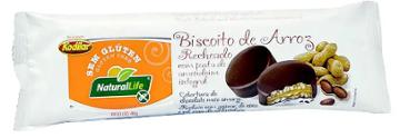 BISCOITO ARROZ NATURAL LIFE RECH PASTA AMENDOIM ALF/CANELA S/GLUTEN 40G 