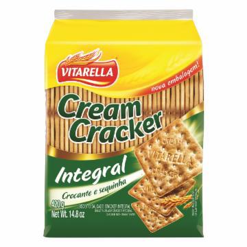 BISCOITO INTEGRAL CREAM CRACKER VITARELLA 367,5g