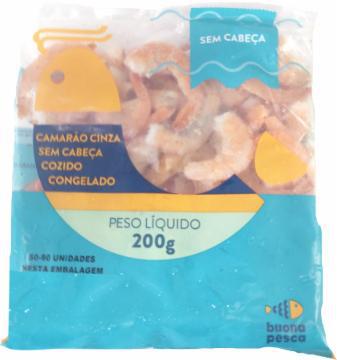 CAMARAO CINZA BUONA PESCA SEM CABECA COZIDO CONGELADO 200G