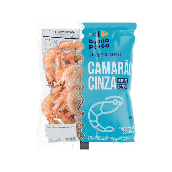 CAMARAO CINZA INTEIRO BUONA PESCA COZIDO CONGELADO 200G