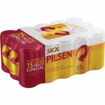 CERVEJA SKOL PILSEN LATA 269ML PACK ECONOMICO COM 15