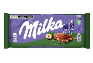 CHOC MILKA AO LEITE C/AVELAS 100G