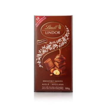 CHOCOLATE LINDT LINDOR AO LEITE COM AVELA 100G