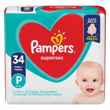 FRALDA PAMPERS INFANTIL SUPERSEC P COM 34