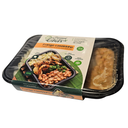 FRANGO CASERINHO C/ARROZ BROCOLIS E FEIJAO PERSONAL CHEFS 400G