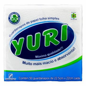 GUARDANAPO YURI FOLHA SIMPLES PEQUENA 22,5X22CM C/50
