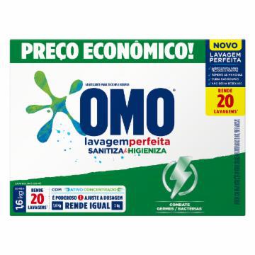 LAVA ROUPAS EM PO OMO LAVAGEM PERFEITA SANITIZA & HIGIENIZA 1,6KG