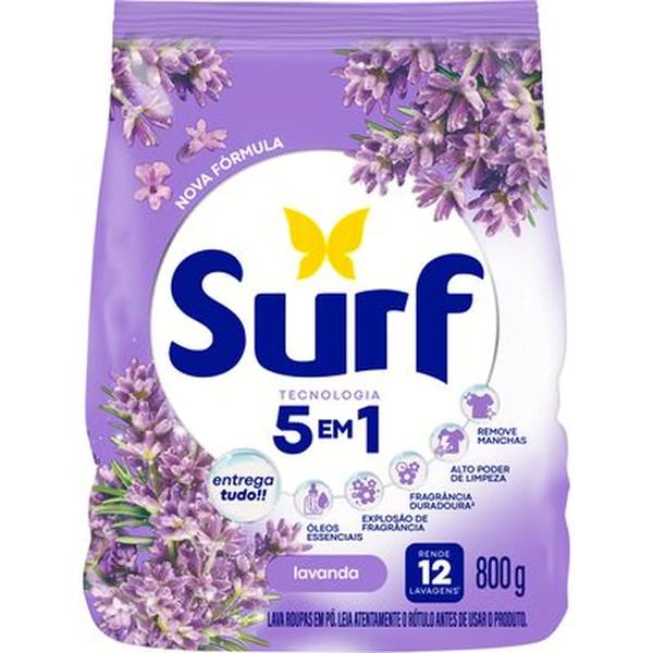 LAVA ROUPAS EM PO SURF 5X1 LAVANDA SACHE 800G