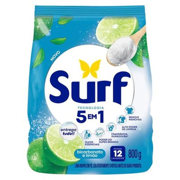 LAVA ROUPAS EM PO SURF 5X1 LIMAO E BICARBONATO SACHE 800G