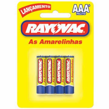 PILHAS RAY O VAC AMARELA PALITO C/4