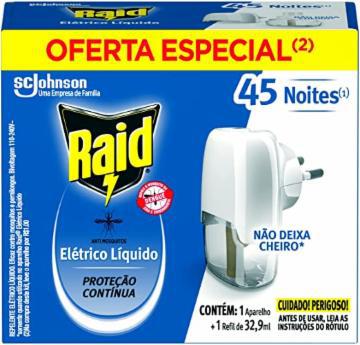 REPELENTE ELETRICO RAID LIQUIDO 45 NOITES APARELHO + REFIL 32,9ML