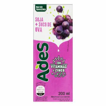 SUCO A BASE DE SOJA ADES UVA 200ML