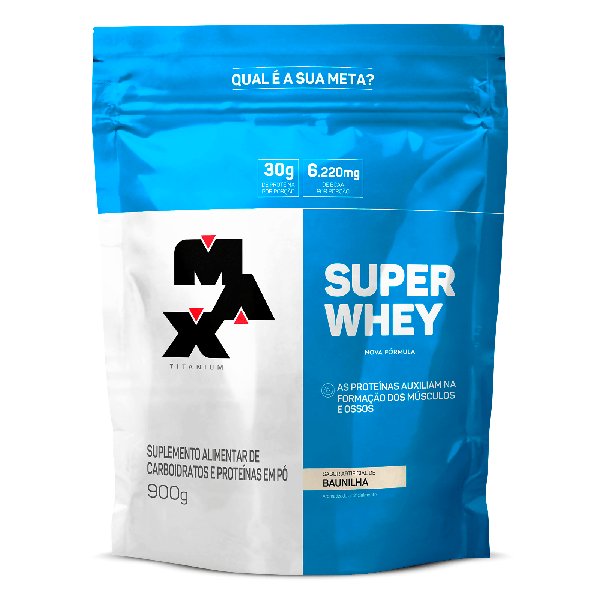 SUPER WHEY MAX TITANIUM BAUNILHA SACHE 900G