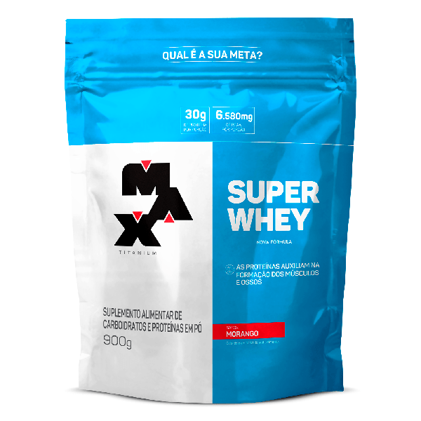 SUPER WHEY MAX TITANIUM MORANGO SACHE 900G