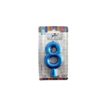 VELA JUNCO ANIVERSARIO METALIZADA AZUL N8