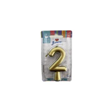 VELA JUNCO ANIVERSARIO METALIZADA OURO N2