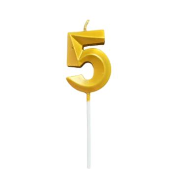 VELA JUNCO ANIVERSARIO NO PALITO METALIZADA DOURADO N5