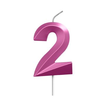 VELA JUNCO ANIVERSARIO NO PALITO METALIZADA ROSA N2