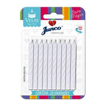 VELA JUNCO ANIVERSARIO PALITO ESPIRAL BRANCA C/20