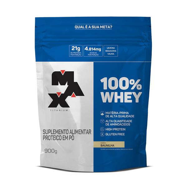 WHEY 100% MAX TITANIUM BAUNILHA SACHE 900G