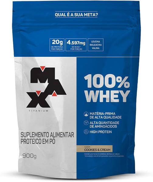 WHEY 100% MAX TITANIUM COOKIES CREAM SACHE 900G
