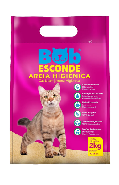 AREIA HIGIENICA EXTRATO MANDIOCA BOB ESCONDE 2KG