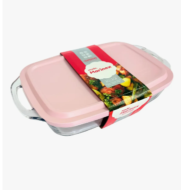 ASSADEIRA RETANGULAR NADIR SELETTA C/TAMPA ROSA 3,5LTS