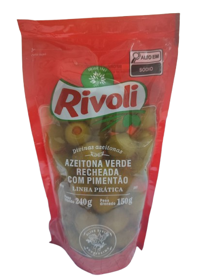 AZEITONA RIVOLI VERDE RECHEADA COM PIMENTAO DOY PACK 150G
