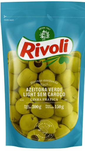 AZEITONA VERDE SEM CAROCO RIVOLI LIGHT SACHE 150GR