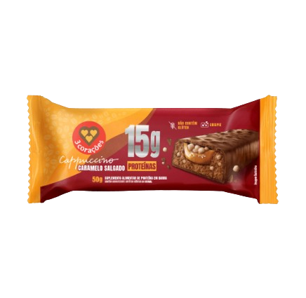 BARRA DE PROTEINA 3 CORACOES CARAMELO SALGADO 50G