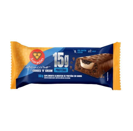 BARRA DE PROTEINA 3 CORACOES COOKIES N CREAM 50G