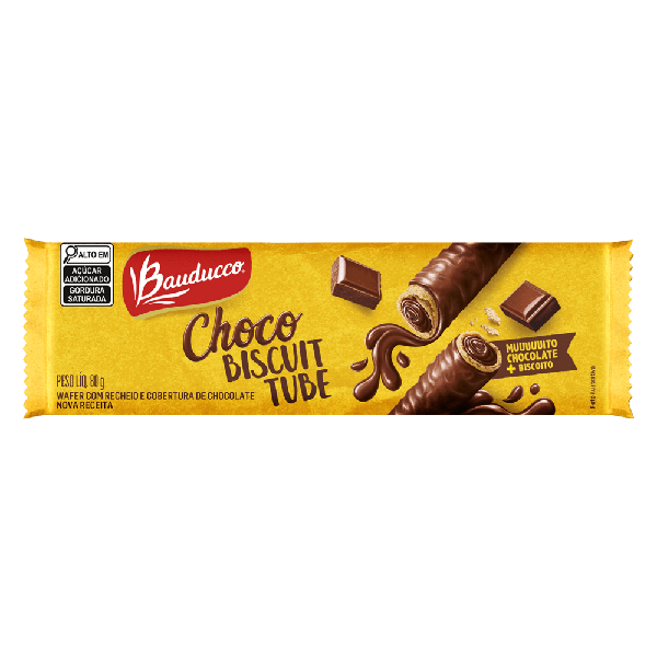 BISCOITO BAUDUCCO WAFER CHOCO BISCUIT TUBE 80GR