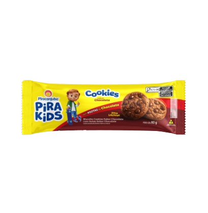 BISCOITO COOKIES PIRACANJUBA PIRAKIDS CHOCOLATE 60G
