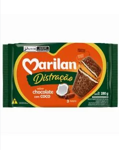 BISCOITO MARILAN DISTRACAO CHOCOLATE COM COCO 280GR