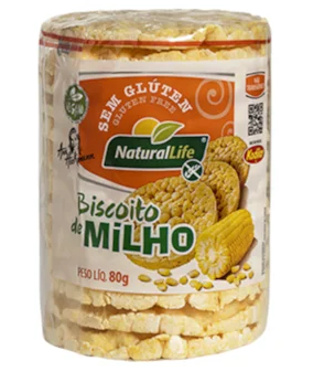 BISCOITO MILHO GRANDE NATURAL LIFE SEM GLUTEN  VEG 80G