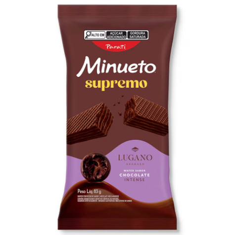BISCOITO MINUETO WAFER SUPREMO LUGANO CHOCOLATE INTENSE 83GR