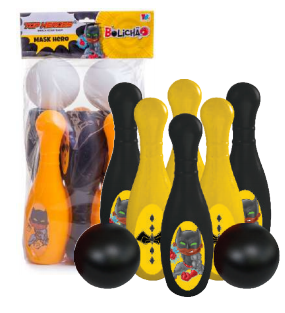 BOLICHE NA SOLAPA 6 PINOS + 2 BOLAS ROPE HERO
