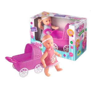 BONECA JUJU COM CARRINHO 25CM