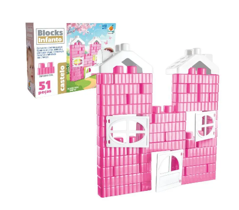 BRINQUEDO CASTELO BLOCKS INFANTO COM 51 PECAS 29 CM