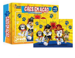BRINQUEDO JOGO QUEBRA CABECA MADEIRA CAES EM ACAO COM 24 PECAS