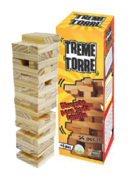 BRINQUEDO JOGO TREME TREME TORRE DE MADEIRA COM 54 PECAS