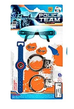 BRINQUEDO POLICIA TEAM COM ACESSORIOS 34CM