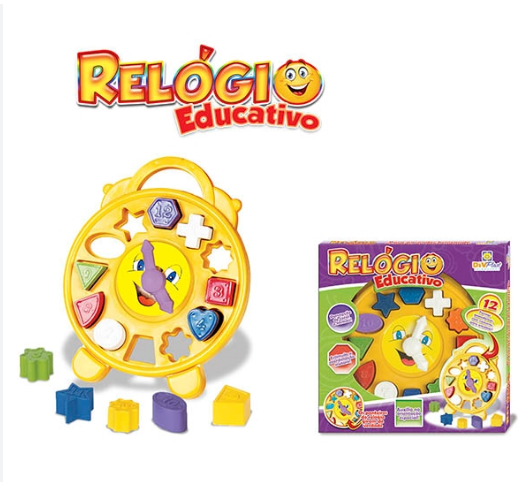 BRINQUEDO RELOGIO DIDATICO EDUCATIVO CAIXA 25CM
