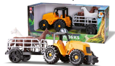 BRINQUEDO TRATOR FARM WORKS COM ANIMAIS 34CM